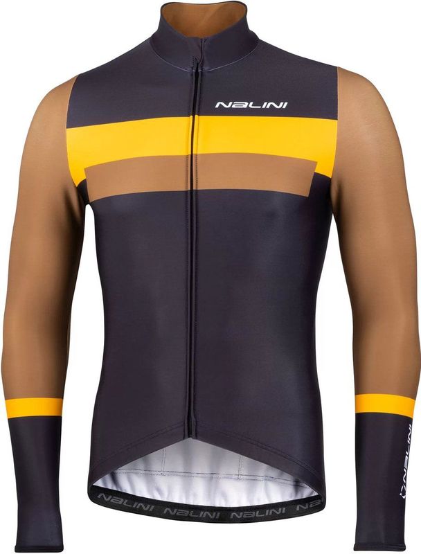 Nalini - Heren - Fietsshirt - Lange mouwen - Wielrenshirt - Najaar - Winter - STELVIO LS JERSEY - BLACK/GREEN CUMIN - M