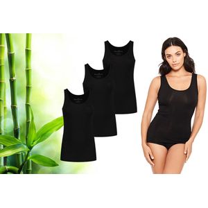 Bamboo Elements - Bamboe Hemden Dames - 3-pack - Zwart - Onderhemd Dames - Hemdjes Dames - Singlet Dames - t Shirt Dames