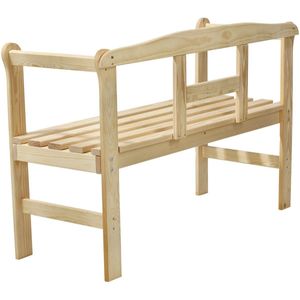 KADAX Tuinbank van hout, 119 x 44 x 76 cm, zitbank van massief hout, houten bank voor tuin, terras en balkon, weerbestendige balkonbank met rugleuning (119 cm, natuurlijk/H)