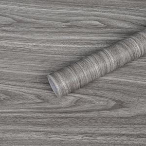 CSGoods - Grijs zelfklevend behang met hout effect voor meubels - Decoratief keukenbehang - Verwijderbaar en 30cm X 200cm