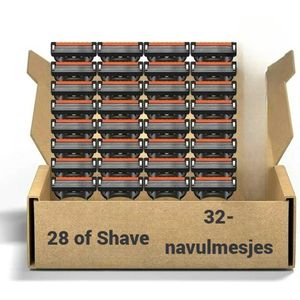 28 of Shave - 32-Delige Scheermesjes Navullingen - 6-Laags Veiligheidsmesjes voor Mannen - Roestvrijstalen Blades