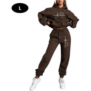 Bovista Joggingpak Dames - Huispak - Volwassenen - Trainingspak - Comfortabel - Jogging Pak - Joggingsbroek - Koffie - S