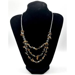 Edelsteen Hematiet met Tijgeroog ketting - 50 cm