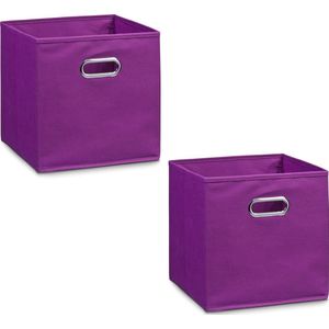 4x Paarse opbergmanden/kastmanden 28 x 28 cm - Zeller - Woondecoratie/accessoires - Kinderkamer manden - Speelgoed manden - Decoratiemanden - Opbergmanden/opruimmanden - Opbergers