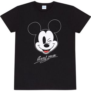 Mickey & Minnie Mouse Mickey Face T-shirt zwart M