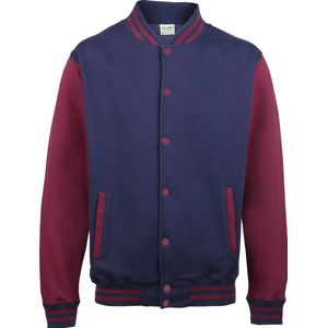 AWDis Varsity jacket, Oxford Navy/Burgundy, Maat XS
