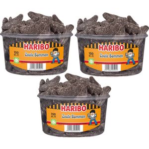 3 silo's Haribo Zoute Bommen á 150 stuks - Voordeelverpakking Snoepgoed