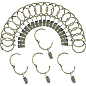 Gordijnringen met clips, binnendiameter 5 cm, roestvrije metalen hangers, decoratieve gordijnen, vintage brons, verpakking van 24 stuks TXZWJZ
