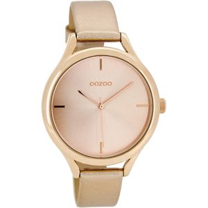 OOZOO Timepieces - Rosé goudkleurige horloge met rosé goudkleurige leren band - C8347
