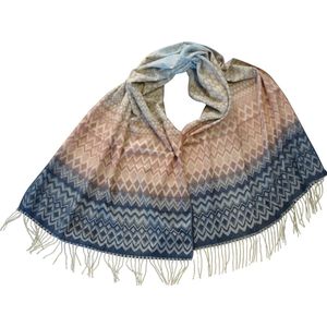 Jessidress® Lange Warme Sjaal Luxe Sjaals Elegante Dames Wintersjaal Omslagdoek 190 x 70 cm - Marine/Roze