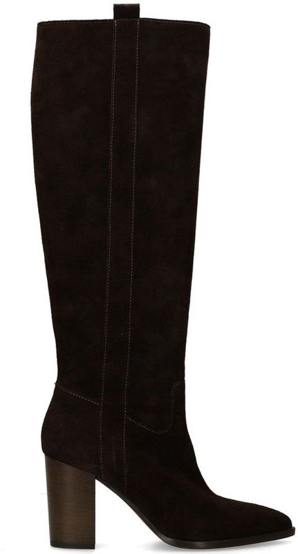 Manfield - Hoge Laarzen - Donkerbruin - Suède - Met Hak