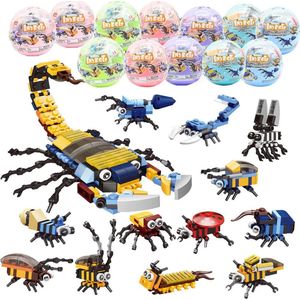 Happy Trendz® Building Blocks Bricks DIY 12-in-1 Insecten Dieren in bal - Transformeerbare Konings Scorpioen Bouwstenen DIY Speelgoedset Voor Kinderen Verjaardagscadeau spaar 12 voor de Koning Scorpion - complete display 12 stuks! King Scorpion