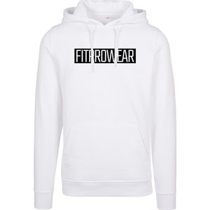 FitProWear Trui Heren Block - Wit - maat XS - Mannen - Hoodie - Trui  - Sweater - Sporttrui - Sportkleding - Casual kleding - Trui Heren - Witte trui - Katoen / Polyester - Trui Capuchon - Hoodie Capuchon