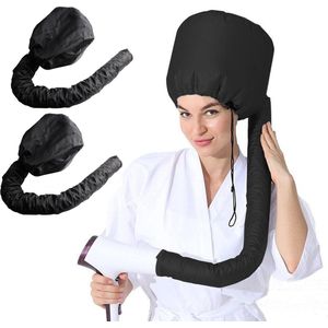 Haardrogeropzetstuk - helm-droogkap voor haar - Haardrogercombi voor het föhnen van krullend haar - verstelbare mesh-blaaskap - haardroger met kapvormige diffuserkap - geschikt voor alle haartypes 2Stuks(Zwart)