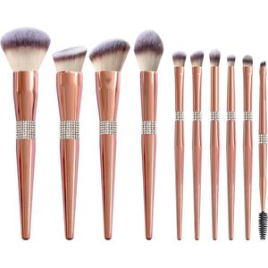 10-Delige kwasten set met glitter steentjes | rose gold