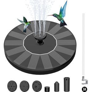 Fontein op zonne-energie 1 W vijverpomp met ledverlichting voor buiten - geschikt voor tuinvijver, vogelbadje en visvijver