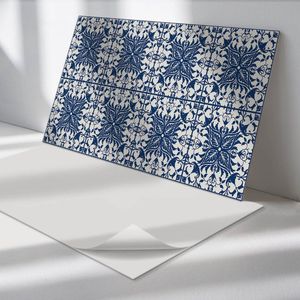 Wallfluent Vinyl Wandpaneel - Bloemenpatroon met bladeren Zelfklevende Wandbekleding - 100 cm x 50 cm - Marine Vinyl Wandpaneel - 1 stuk - Rechthoekig Wandbekleding Vinyl - Patroon Wandpaneel - Wandpaneel PVC - Wandpaneel Keuken en Badkamer