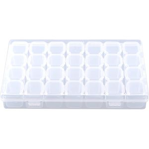 Transparante 28-vaks opbergdoos - Verstelbare plastic container voor pillen, medicijnen en sieraden - Compact formaat - Geschikt voor dagelijks gebruik, reizen en senioren/studenten