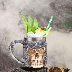 3D roestvrij stalen doodskop mok, gothic doodskop-koffiemok, middeleeuwse schedel drankware-beker, voor bier rum koffie dranken, Vaderdagcadeau, 500 ml
