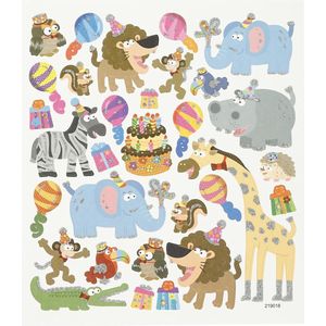 Stickers, dieren verjaardag, 15x16,5 cm, 1 vel