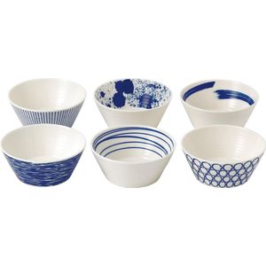 Royal Doulton Pacific - Schaaltjes voor Snacks - Kommen - Porselein - Wit / Blauw - ⌀ 11 cm - 6 Stuks