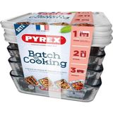 Pyrex - Cook & Freeze - Lunchboxen - Transparant - 4 x 1,5 L, Krasbestendig, Geschikt voor Vriezer en Magnetron