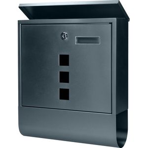 Brievenbus ‘’Haiti’’ met Krantenvak – Brievenbus rvs met naamplaatje – Brievenbussen hangend met slot – Antraciet