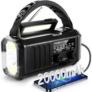 PULUZ 1 Stuks zwart Noodradio - Handmatige Oplaadbare Radio Met Zaklamp En SOS Alarm - Waterdichte En Schokbestendige Outdoor Radio - Oplaadbare Noodradio Met Koptelefoon Aansluiting