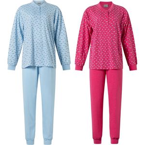 Lunatex- 2 dames pyjama's 124197 tulp in blauw en roze- maat XXL