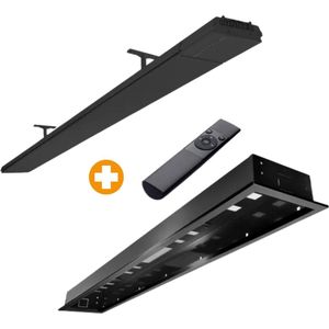 Heatstrip Design 3200 Watt met Inbouwframe - Te bedienen met Afstandsbediening & App - Elektrische infrarood terrasverwarming - ""All black"" edition - Geen rode gloed