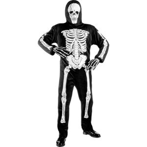 Widmann - Spook & Skelet Kostuum - Full-Body Skelet Kostuum Jongen - Zwart / Wit - Maat 116 - Halloween - Verkleedkleding