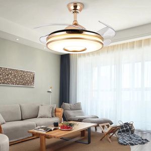 LuxiLamps - Luxe Gouden Hanglamp Ventilator - 3 Standen - Dimbaar Met Afstandsbediening - Goud - Woonkamerlamp - Plafond Ventilator - Moderne lamp