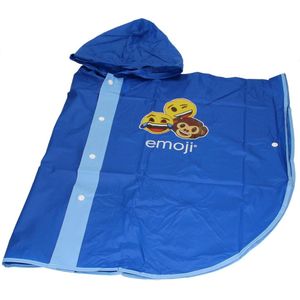Emoji Regencape met Capuchon – Blauw – Maat 166/122 | Regenjack voor Kinderen | Regenjas