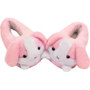 Grappige pantoffels | Roze Konijnen sloffen | One size fits all maat 32 t/m 38 voor Kinderen, Dames en Heren | Pantoffel dierensloffen | Pluche dierenpantoffels | zachte binnenschoenen | Sloffen en Pantoffels maat 30, 31, 32, 33, 34, 35, 36, 37, 38