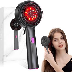 Azomor® Elektrische hoofdhuidmassageborstel met rood licht en haaroliedispenser