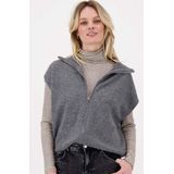 Zusss Mouwloos Vestje Met Rits Grijs