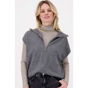 Zusss Mouwloos Vestje Met Rits Grijs