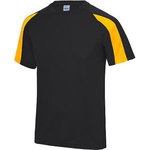 Just Cool Vegan Unisex T-shirt 'Contrast' met korte mouwen Black/Gold - XL