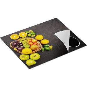 Chefcare Inductie Beschermer Fruitmand op Zwarte Marmer - Fruit - 65x52 cm - Afdekplaat Inductie - Kookplaat Beschermer - Inductie Mat