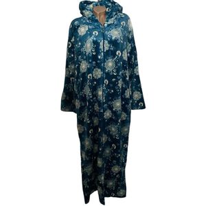 Dames Fleece Badjas extra lang 140CM met Ritssluiting en capuchon XXL petrol
