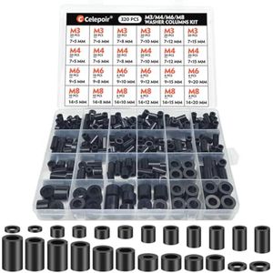 320 Stuks Zwarte ABS-Kunststof Vulplaten - Diverse Maten voor Printplaten