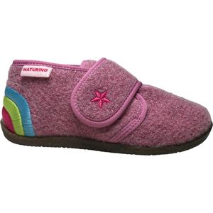 Naturino - Nuvolin - Mt 20 - velcro ster bling bling velvet pantoffel- Regenboog - Roze