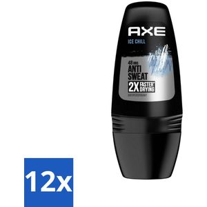 12 x Axe - Deodorant Roller - 48hrs Anti Sweat - Ice Chill - Anti-transpirant - 50 ml - Deodorant - Antitranspirant - Axe - Ice Chill - Frisse Geur