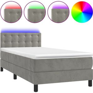 vidaXL-Boxspring-met-matras-en-LED-fluweel-lichtgrijs-100x200-cm