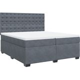 vidaXL - Boxspring - met - matras - fluweel - donkergrijs - 200x200 - cm