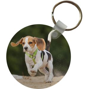 Sleutelhanger - Pup - Beagle - Rennen - Plastic - Rond - Uitdeelcadeautjes