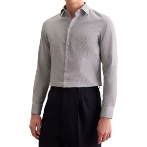 SEIDENSTICKER - Zakelijk Overhemd - Bruin / Lichtgrijs - Slim Fit - Kentkraag