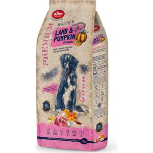 Alice Lamb & Pumpkin - Hondenvoer - Hondenbrokken - voor volwassen honden van alle middelgrote tot grote rassen - 17kg