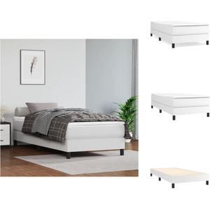 vidaXL Boxspringframe - Wit - 203 x 90 x 25 cm - Duurzaam kunstleer - Ondersteunende poten - Multiplex lattenbodem - Matras niet inbegrepen - Bed