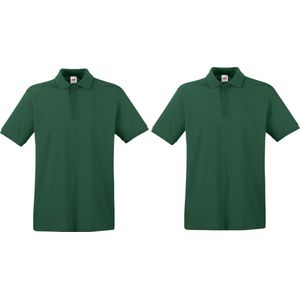 2-Pack maat S donkergroen polo shirt premium van katoen voor heren - Polo t-shirts voor heren